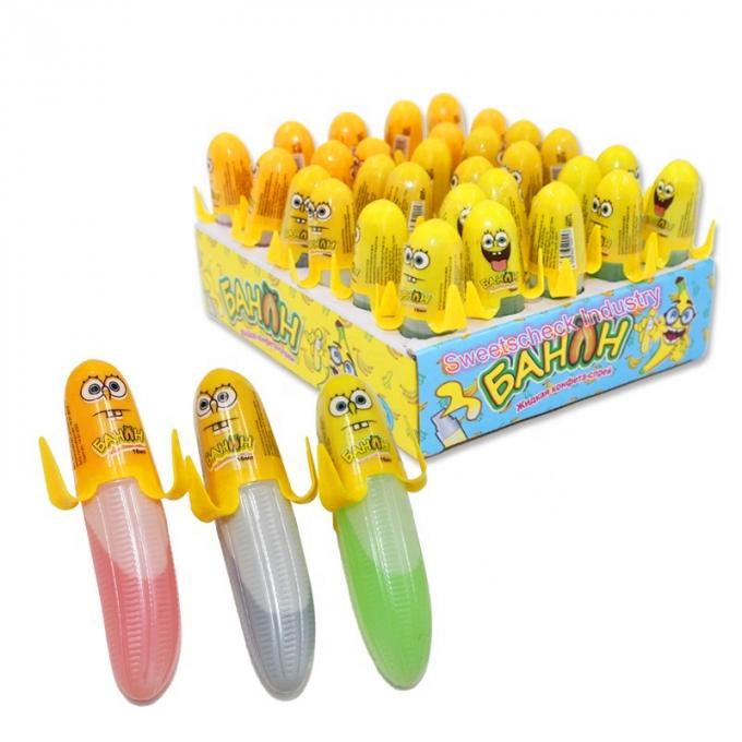 Spruzzo liquido Candy dei bambini in scatola dolce di sapore della frutta di forma della banana imballata